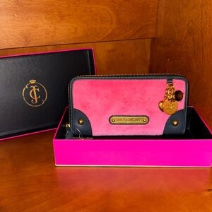 Juicy Couture Pink and Black Wallet with Gold Accents